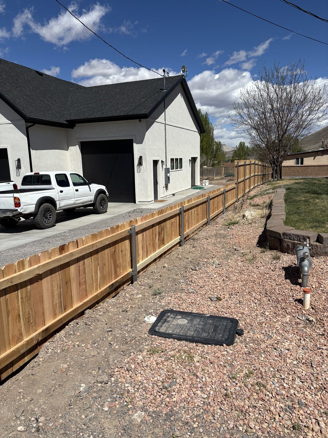Cedar fence with steel posts