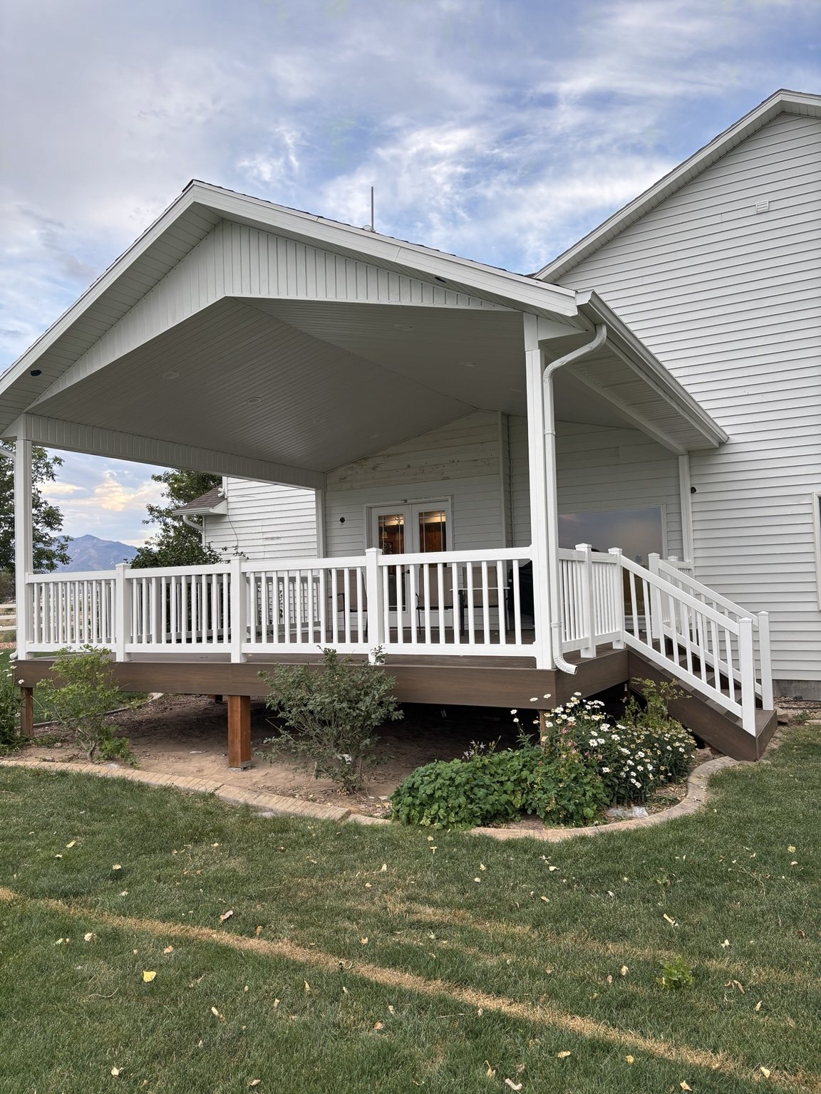 Wide covered deck view